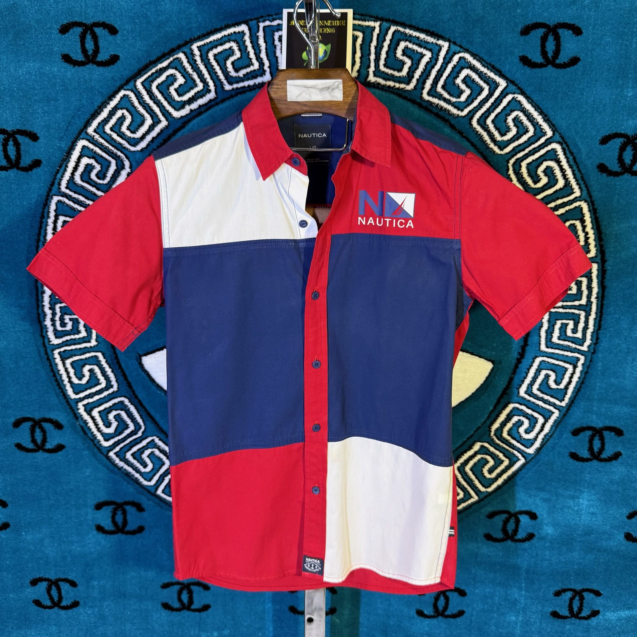Nautica COLORBLOCK PANELLED S/S BUTTON UP Size US XXS / EU 40 - 1 Thumbnail