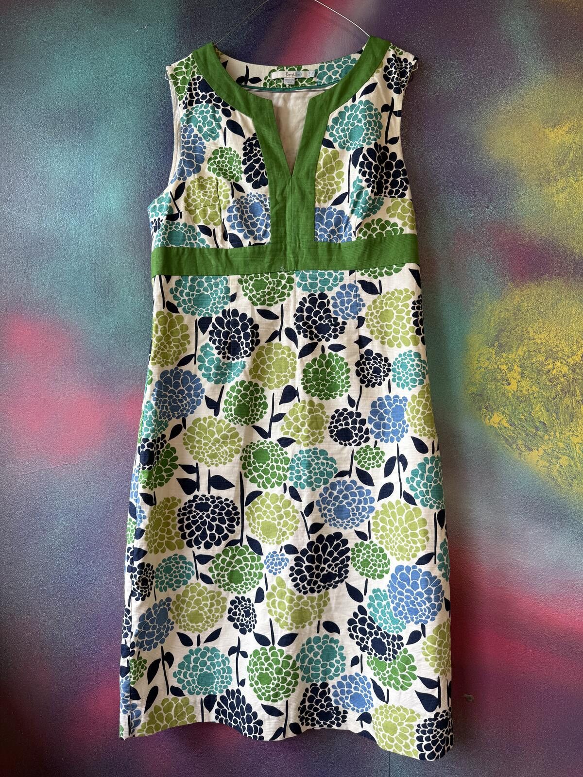 Other Boden Notch Neck Hydrangea Floral Shift Dress Green Blue Size L / US 10 / IT 46 - 1 Thumbnail