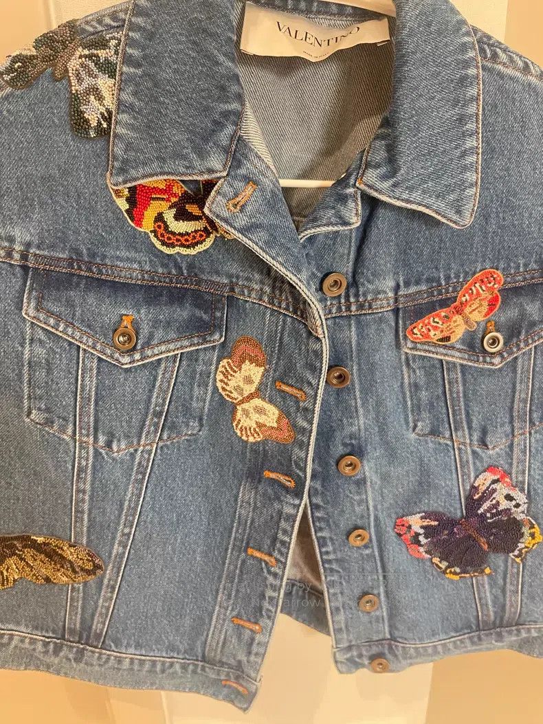 Valentino Valentino Butterfly embroidered denim jacket Size S / US 4 / IT 40 - 3 Thumbnail