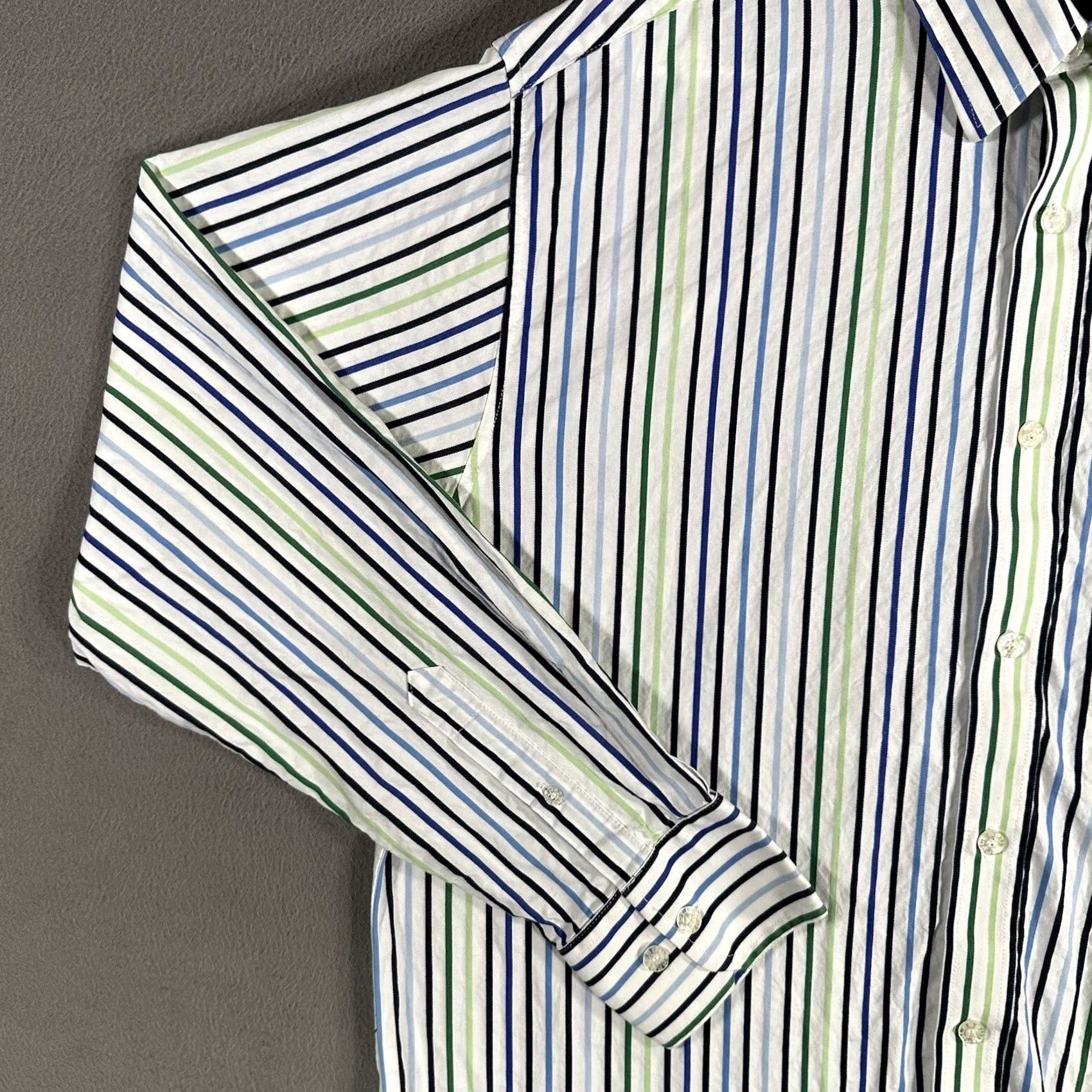 Southpole Southpole Shirt Mens XL White Green Striped Long Sleeve Button Up Preppy Color: White Pattern: Striped Size US XL / EU 56 / 4 - 7 Thumbnail