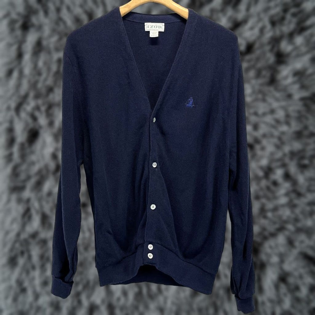 Izod Vintage Izod Cardigan Sweater Sz Large GUC Navy Grandpa Crest Made USA Size US L / EU 52-54 / 3 - 1 Thumbnail
