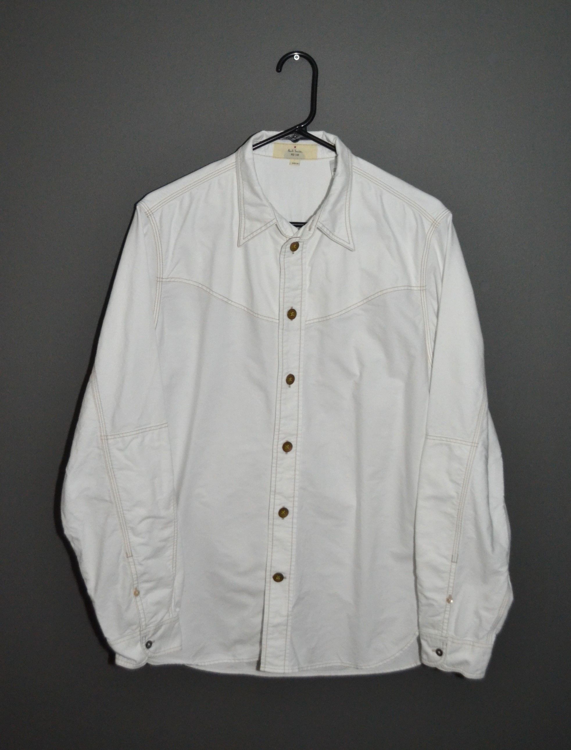 Paul Smith Paul Smith Red Ear Japan Workwear M White Thick Cotton Shirt Size US M / EU 48-50 / 2 - 2 Thumbnail