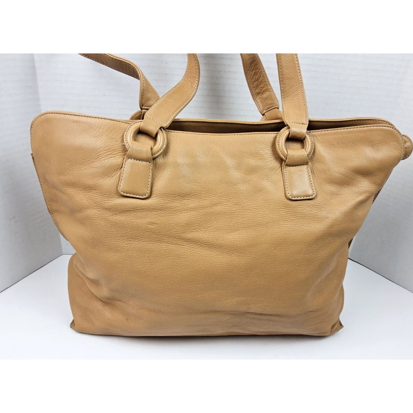 Vintage Kitamura Leather Tote Shoulder Handbag Purse Tan Women Tote Leather Tan 17x11.5x4 Size ONE SIZE - 3 Thumbnail