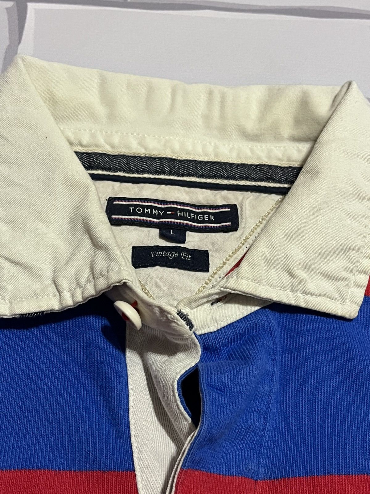 Tommy Hilfiger Tommy Hilfiger Vintage Rugby Polo Red Blue L Size US L / EU 52-54 / 3 - 5 Thumbnail