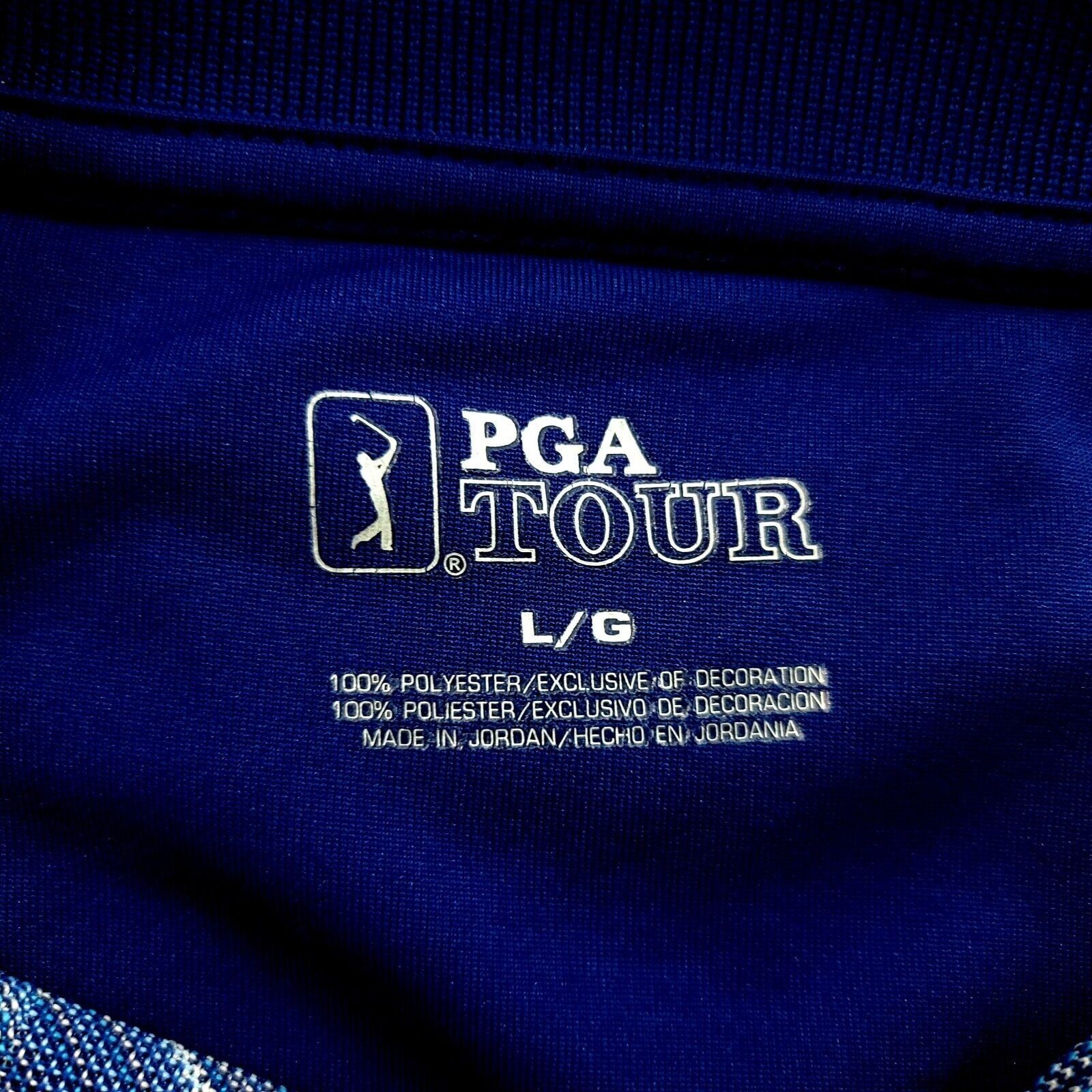 PGA Tour PGA Tour Large Blue Striped Textured Polyester Collared Polo Size US L / EU 52-54 / 3 - 7 Thumbnail