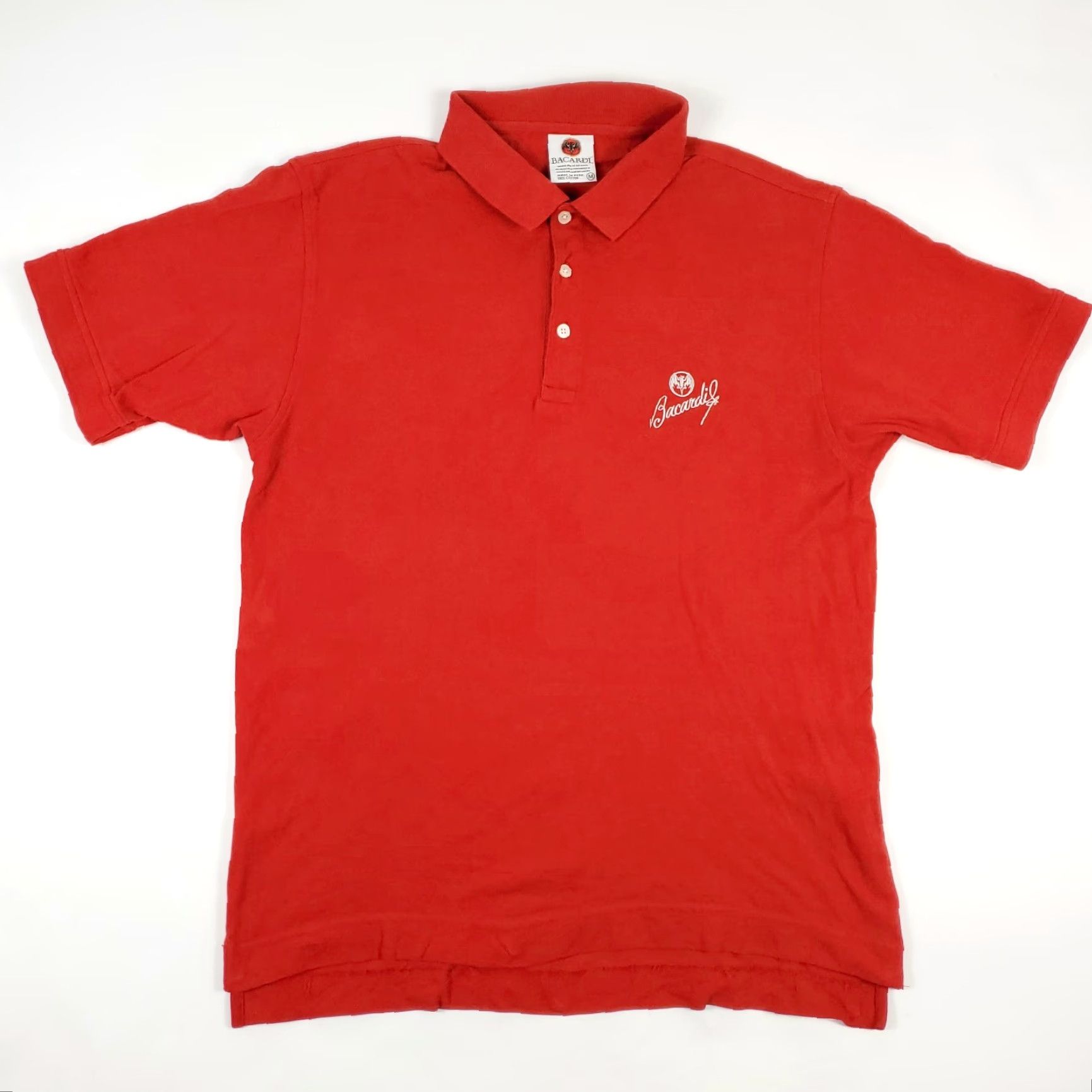 Vintage BACARDÍ Solid Red Polo Shirt Mens Short Sleeve Size Medium Casual Golf Lacrosse Rugby 100% Cotton Red Size US M / EU 48-50 / 2 - 3 Thumbnail