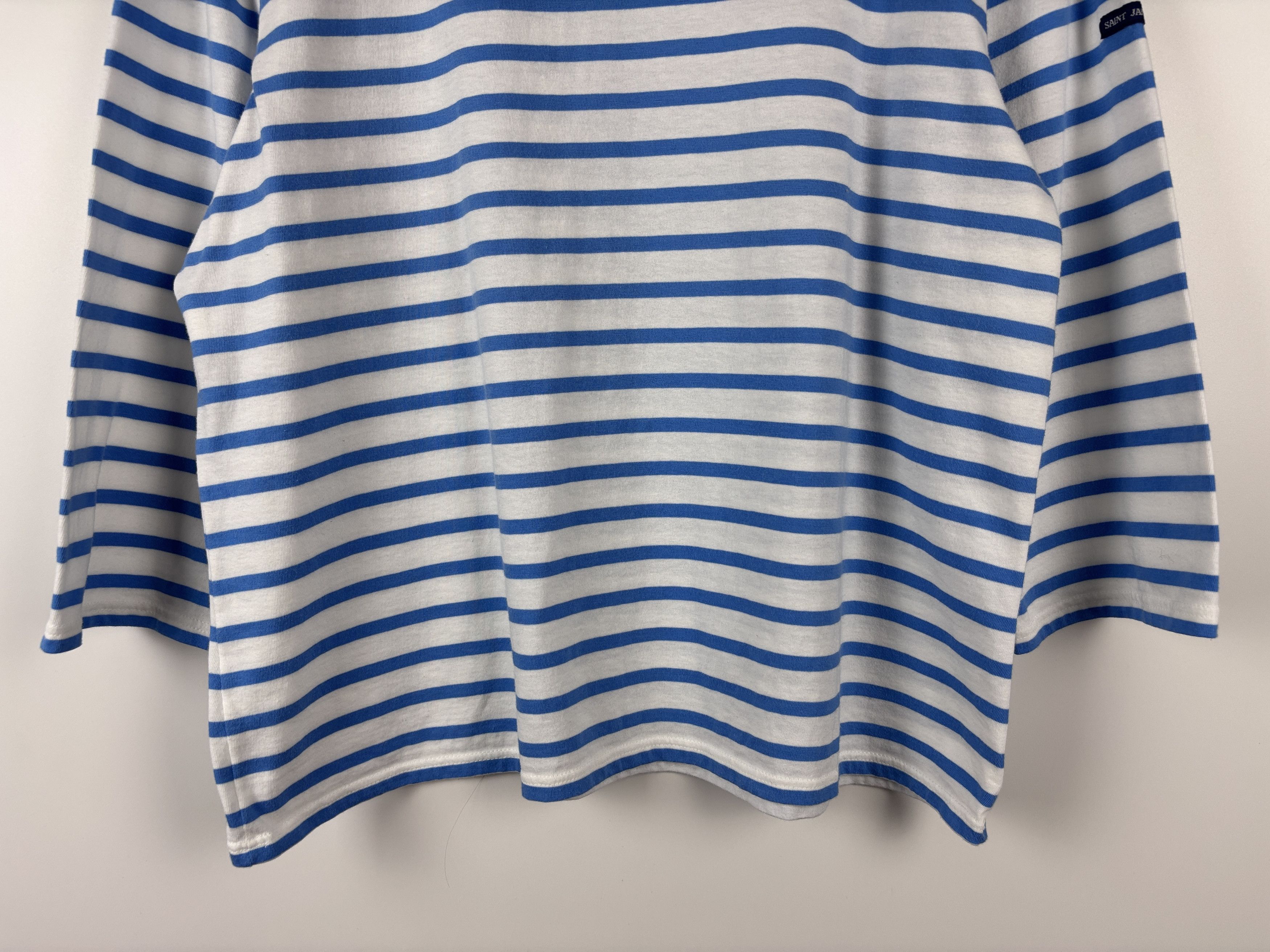 Saint James Saint James Striped 3/4 Sleeve Top Shirt White Blue S US 18 Size XXL / US 16-18 / IT 52-54 - 3 Thumbnail