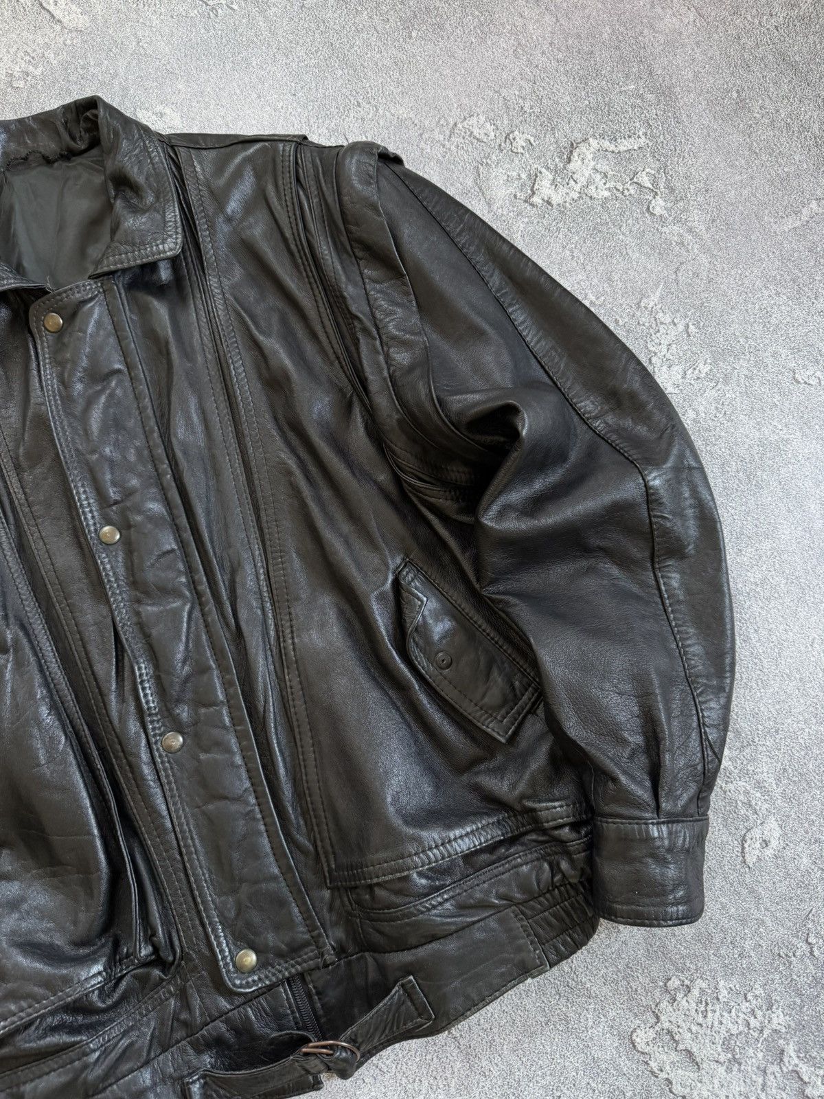 Vintage Leather L aviator bomber pilot jacket transformer vest coat Size US L / EU 52-54 / 3 - 4 Thumbnail