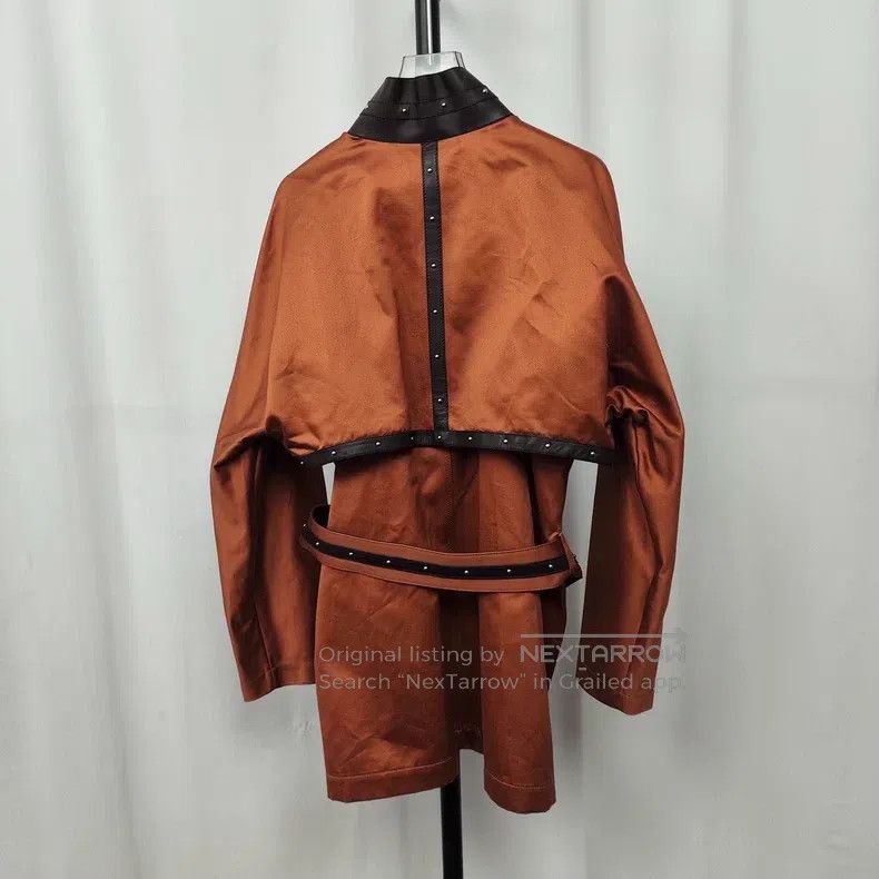 Hermes Hermes Leather and Cotton Patchwork Designer Coat Size XXS / US 00 / IT 34 - 2 Thumbnail