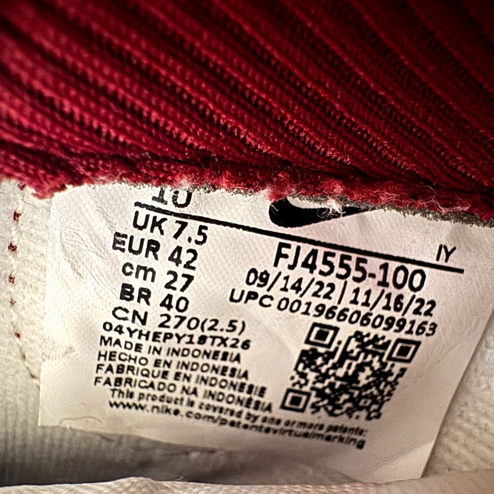 Nike Nike Dunk Low PRM Sneakers Mens 10 Red Leather Worn Team Red FJ4555-100 Size US 10 / EU 43 - 4 Thumbnail