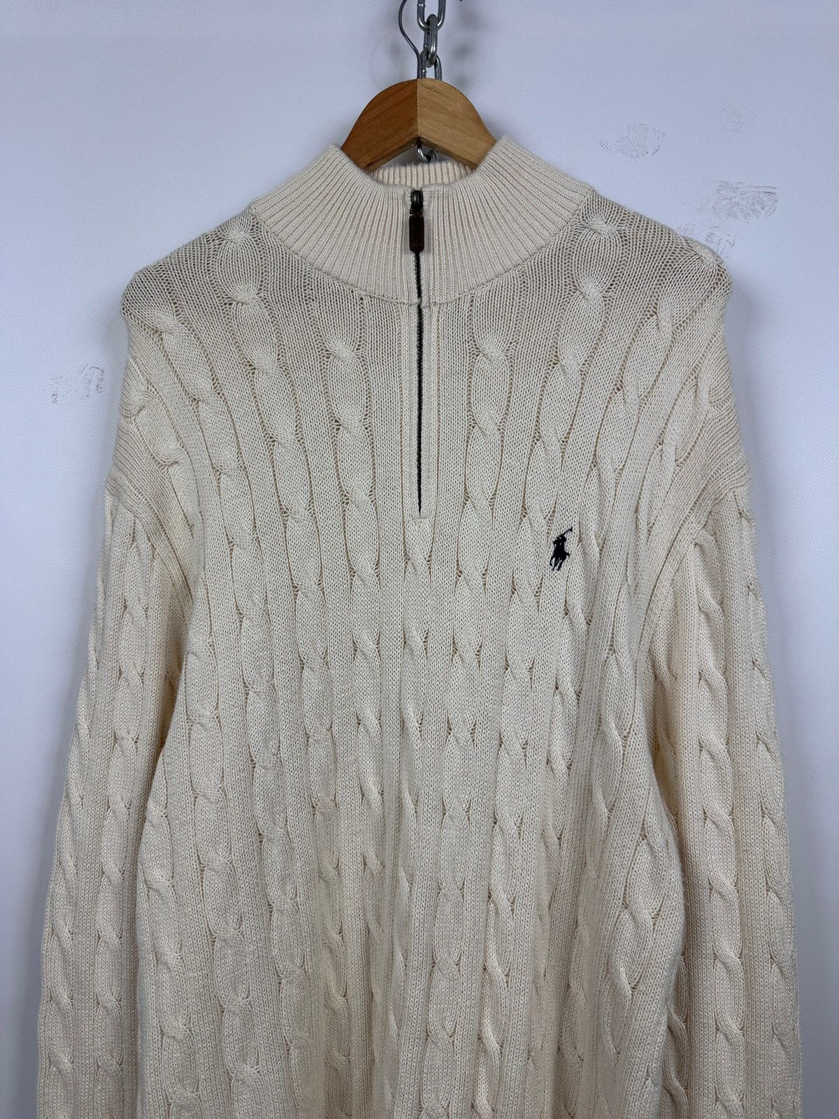 Polo Ralph Lauren Polo Ralph Lauren Cable Knit Quarter Zip Mock Neck Sweater Size US XXL / EU 58 / 5 - 2 Thumbnail