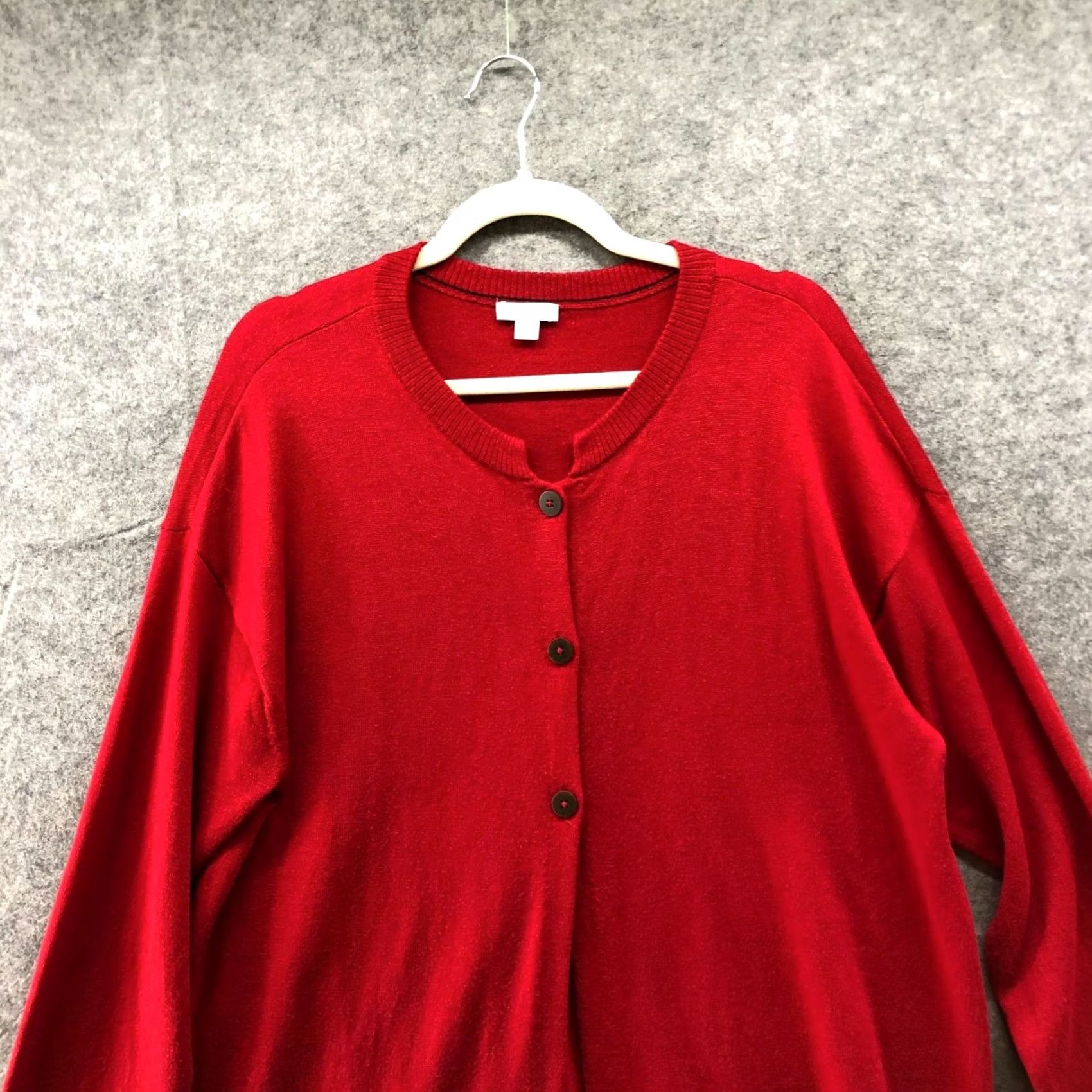 J. Jill VINTAGE J. Jill Wool Blend Cardigan Womens XL Red Longline Tunic 3 Button Lightweight Size XL / US 12-14 / IT 48-50 - 3 Thumbnail