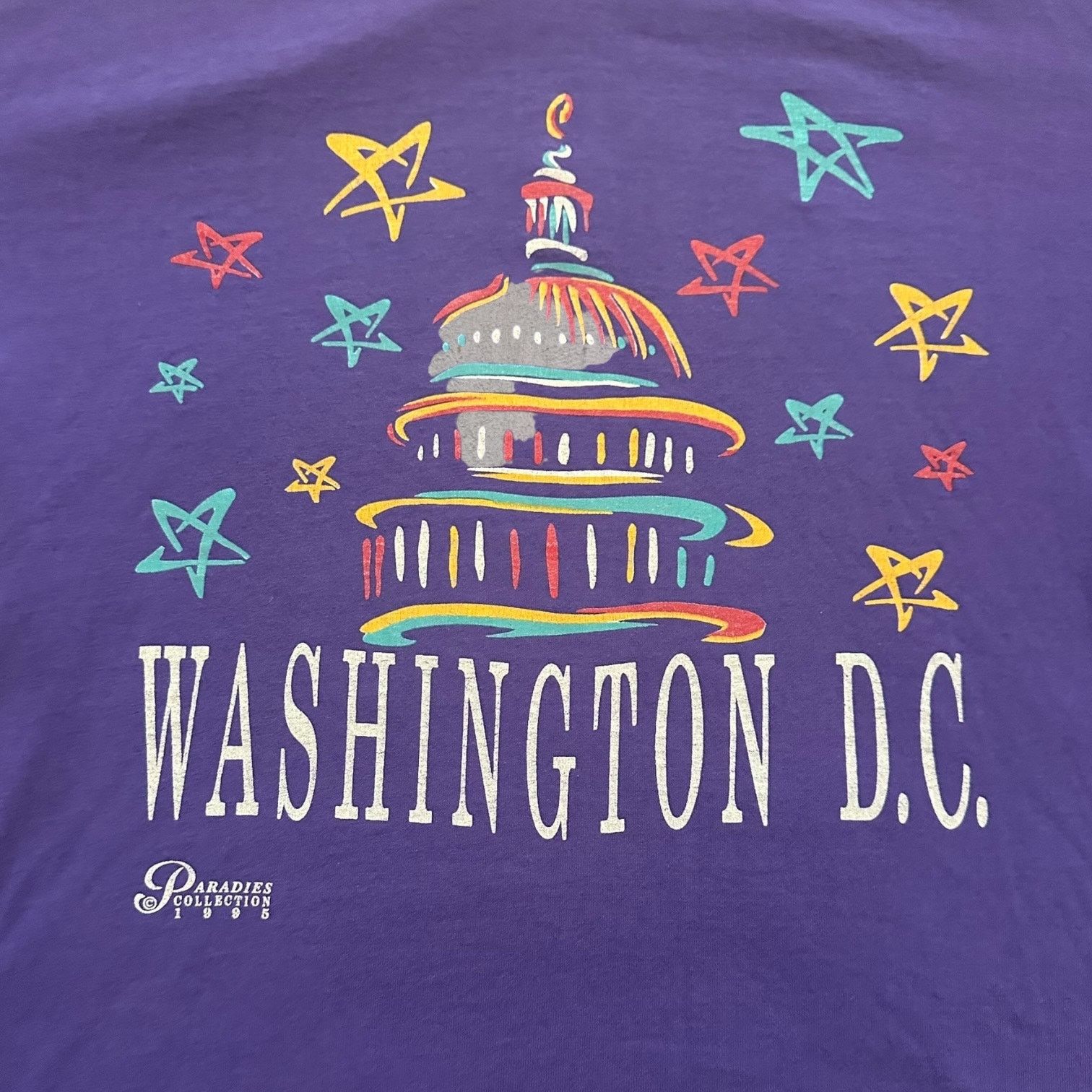Hanes 1995 Washington DC purple art shirt Size US L / EU 52-54 / 3 - 2 Thumbnail