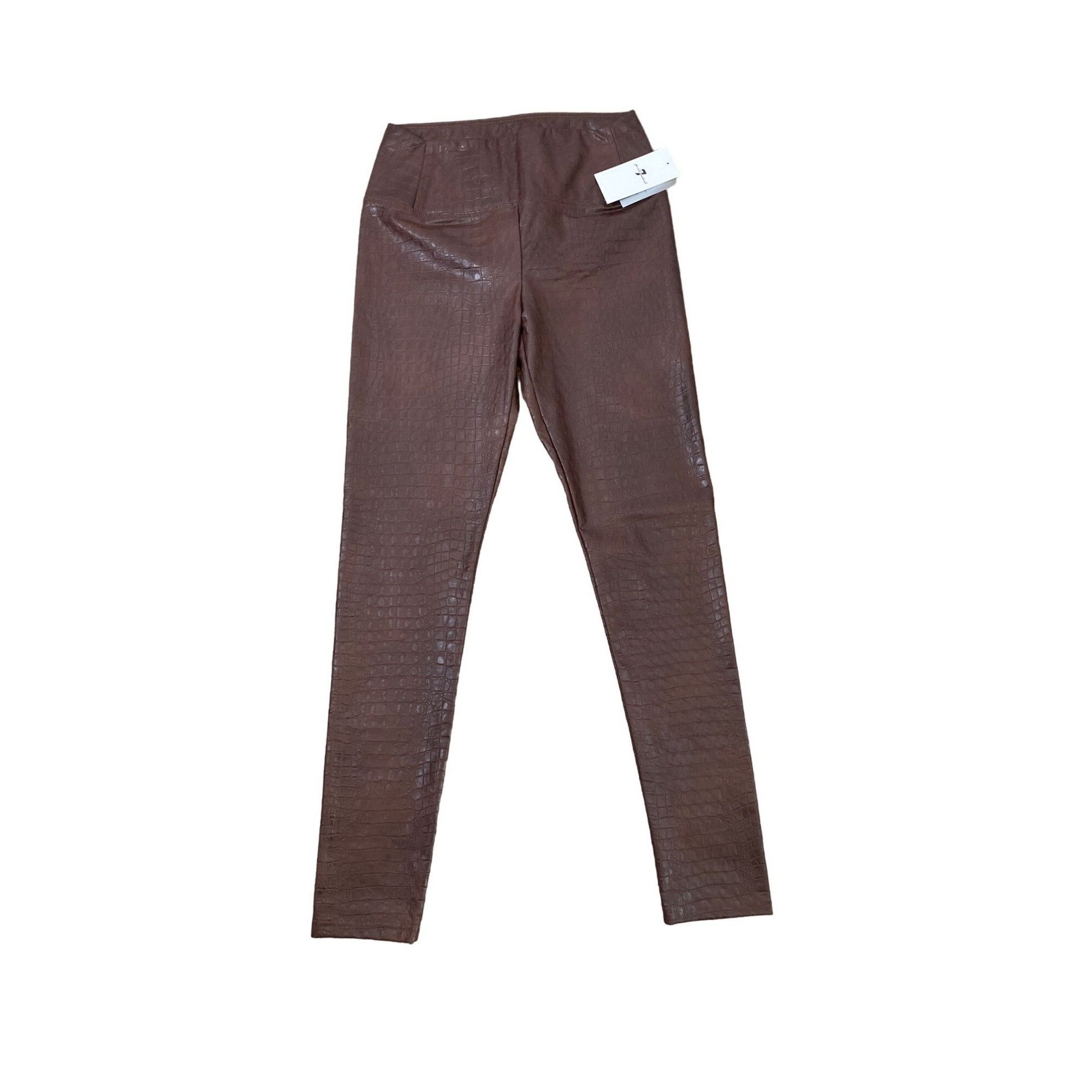 7 For All Mankind 7 FOR ALL MANKIND WOMEN'S BROWN FAUX LEATHER CROC EMBOSSED L Size 29" - 2 Thumbnail