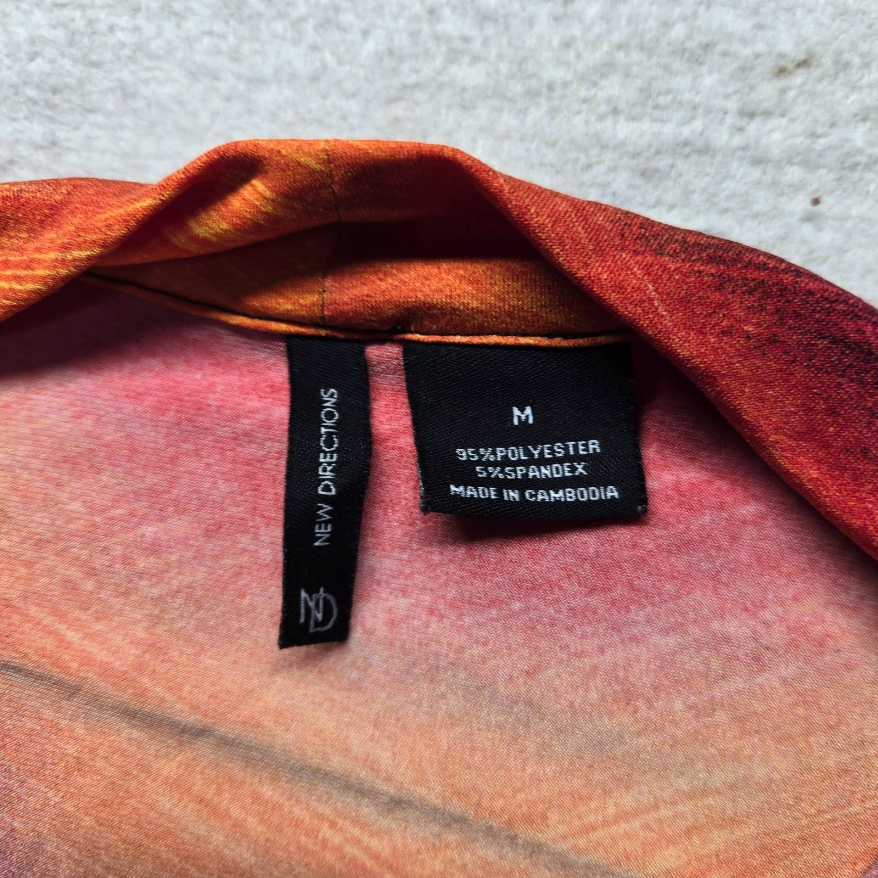 Vintage New Directions Shirt Long Sleeve M Orange Womens T-Shirt Top) Size M / US 6-8 / IT 42-44 - 3 Thumbnail