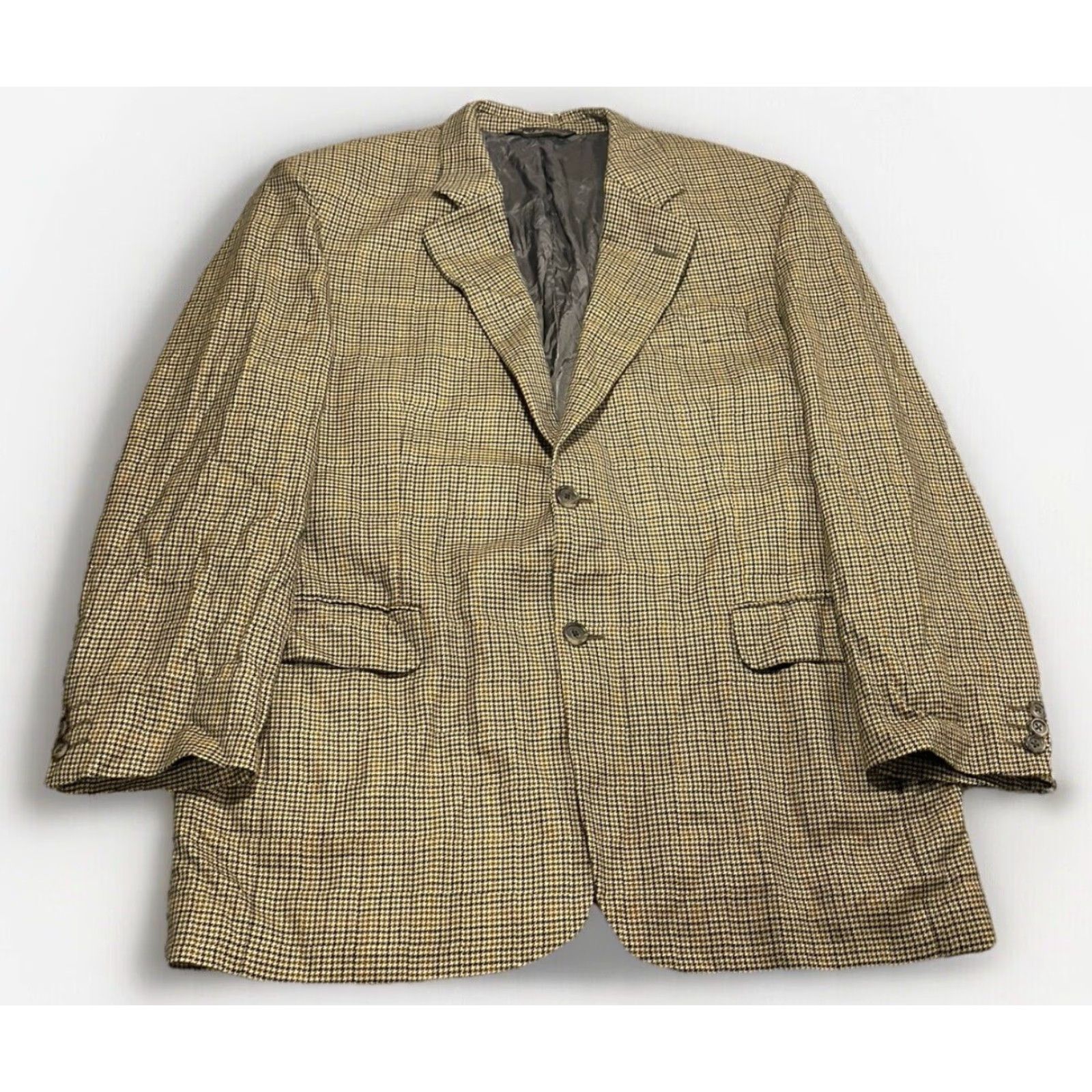 Jack Victor Loro Piana 100% Cashmere Houndstooth Blazer Jacket Sz 42R Jack Victor Men Notch Lapel Single-Breasted 2-Button Dry Clean Only Multicolor Size 42R - 2 Thumbnail
