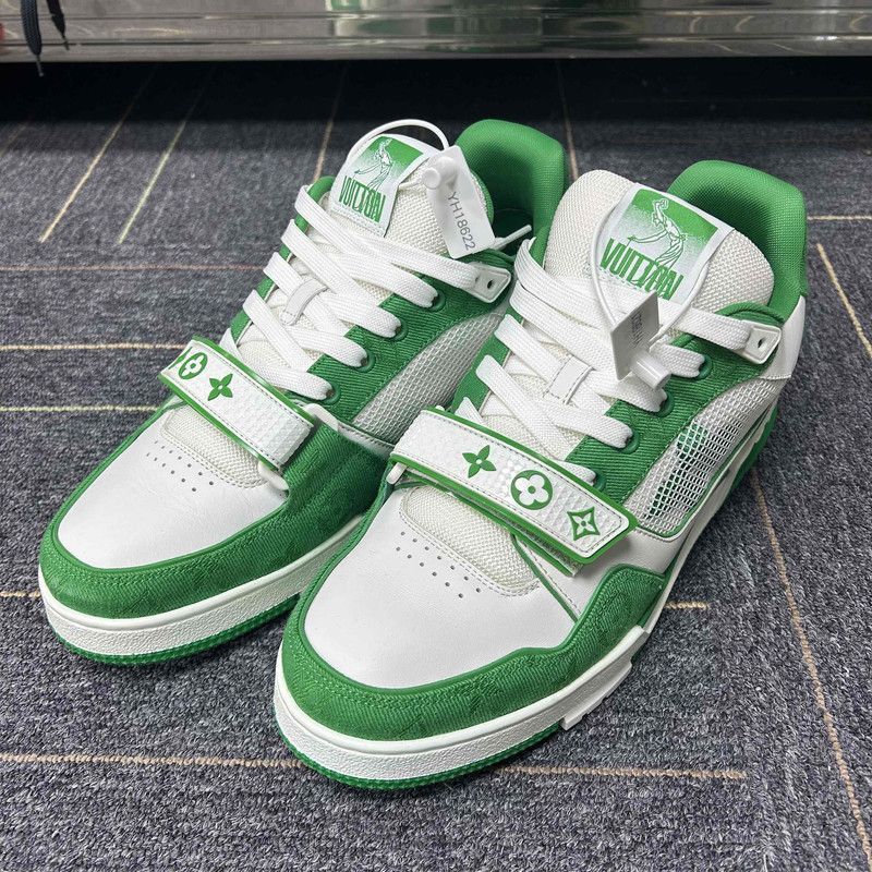 Louis Vuitton Louis Vuitton Trainer Low Top Sneakers in White Green -2508 Size US 8.5 / EU 41-42 - 1 Thumbnail