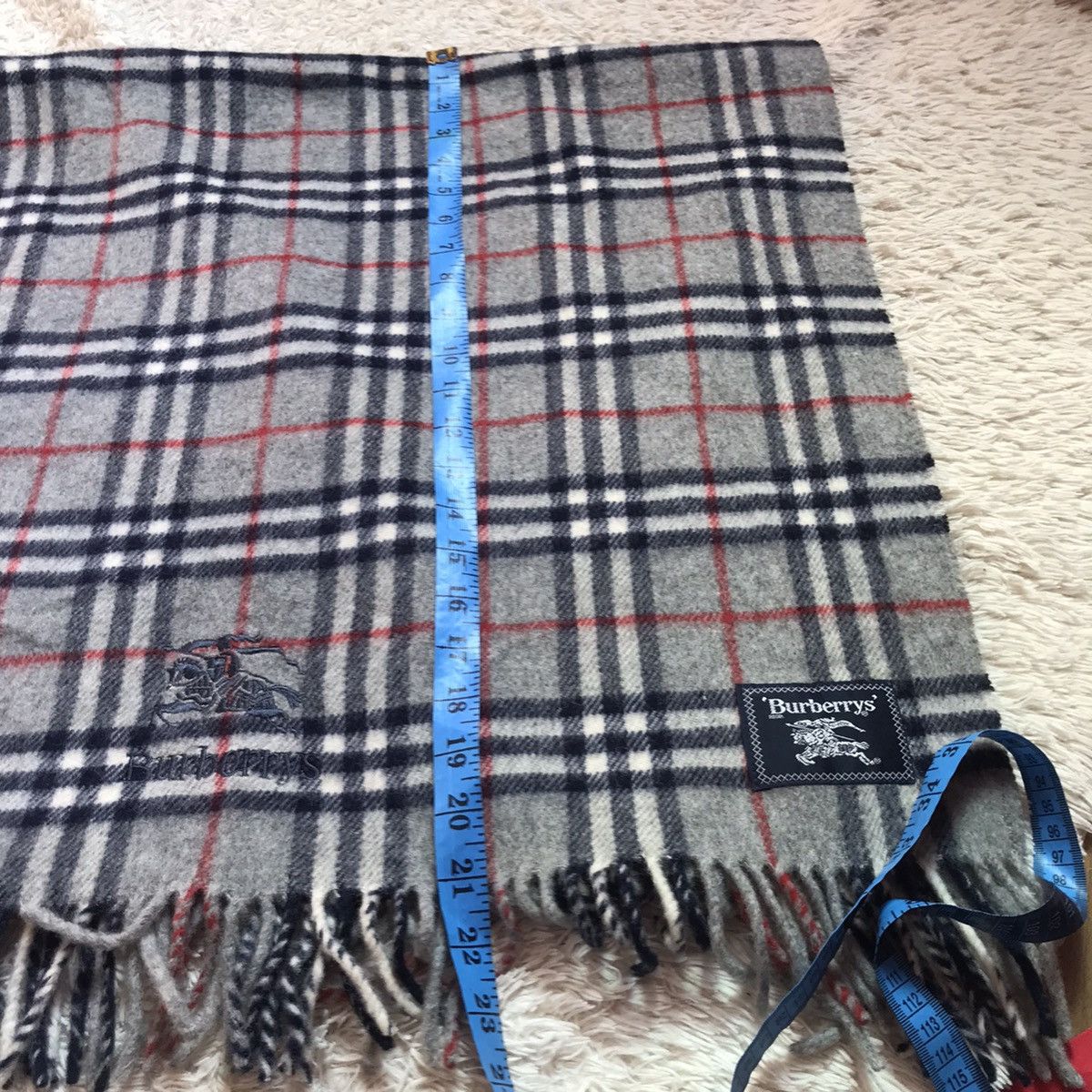 Burberry × Vintage ‼️VINTAGE BURBERRY WOOL SCARF BIG LOGO NOVACHECK‼️ Size ONE SIZE - 9 Thumbnail