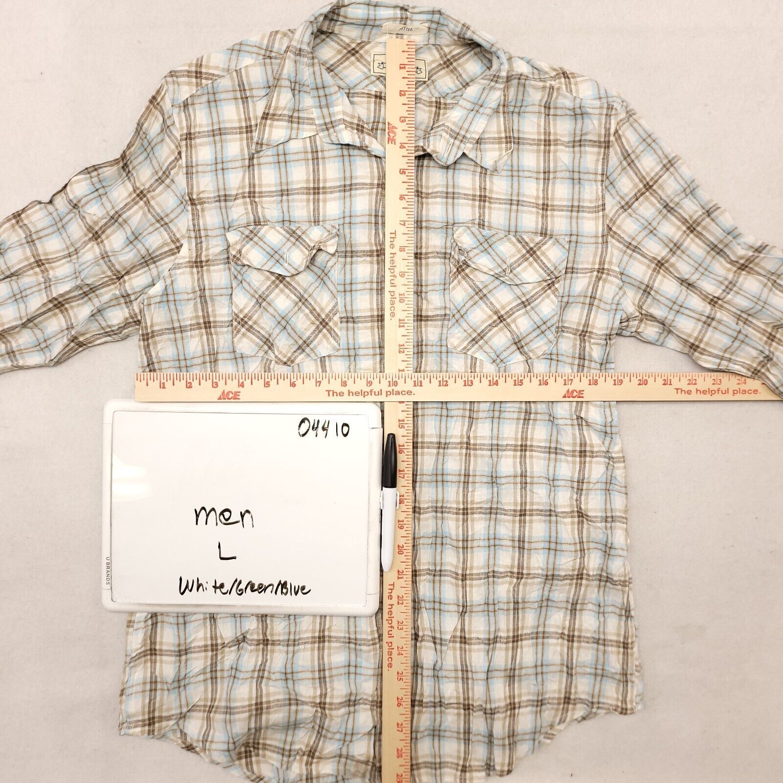 Club Room Club Room Tartan Flannel Button Up Shirt Mens Size L White Size US L / EU 52-54 / 3 - 6 Thumbnail