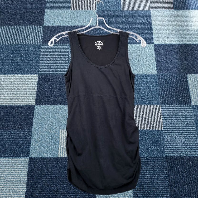Reebok Reebok Womens S Small Tank Black Ruched Scoop Neck Sleeveless Cotton Blend Size S / US 4 / IT 40 - 1 Thumbnail