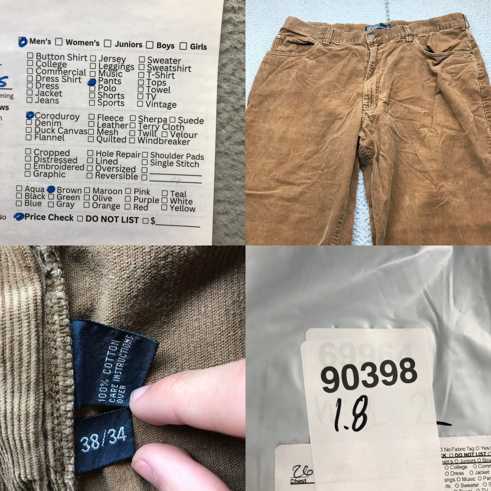Polo Ralph Lauren VINTAGE Polo Ralph Lauren Corduroy Pants Mens 38x28 Straight Brown Size US M / EU 48-50 / 2 - 8 Thumbnail