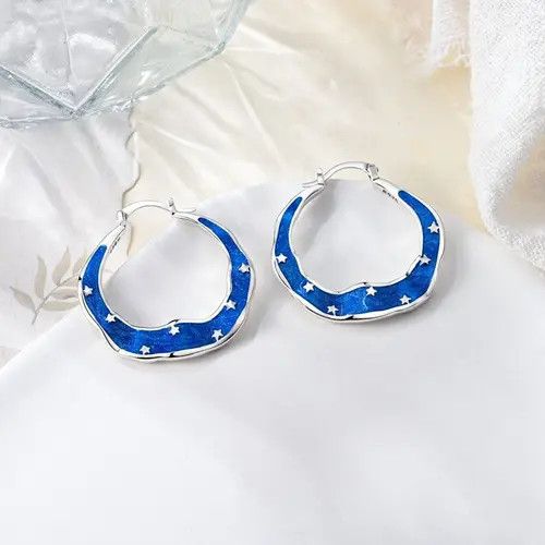 Japanese Brand × Vintage Vintage Sterling Silver Earring Blue Zircon Star Size ONE SIZE - 3 Thumbnail