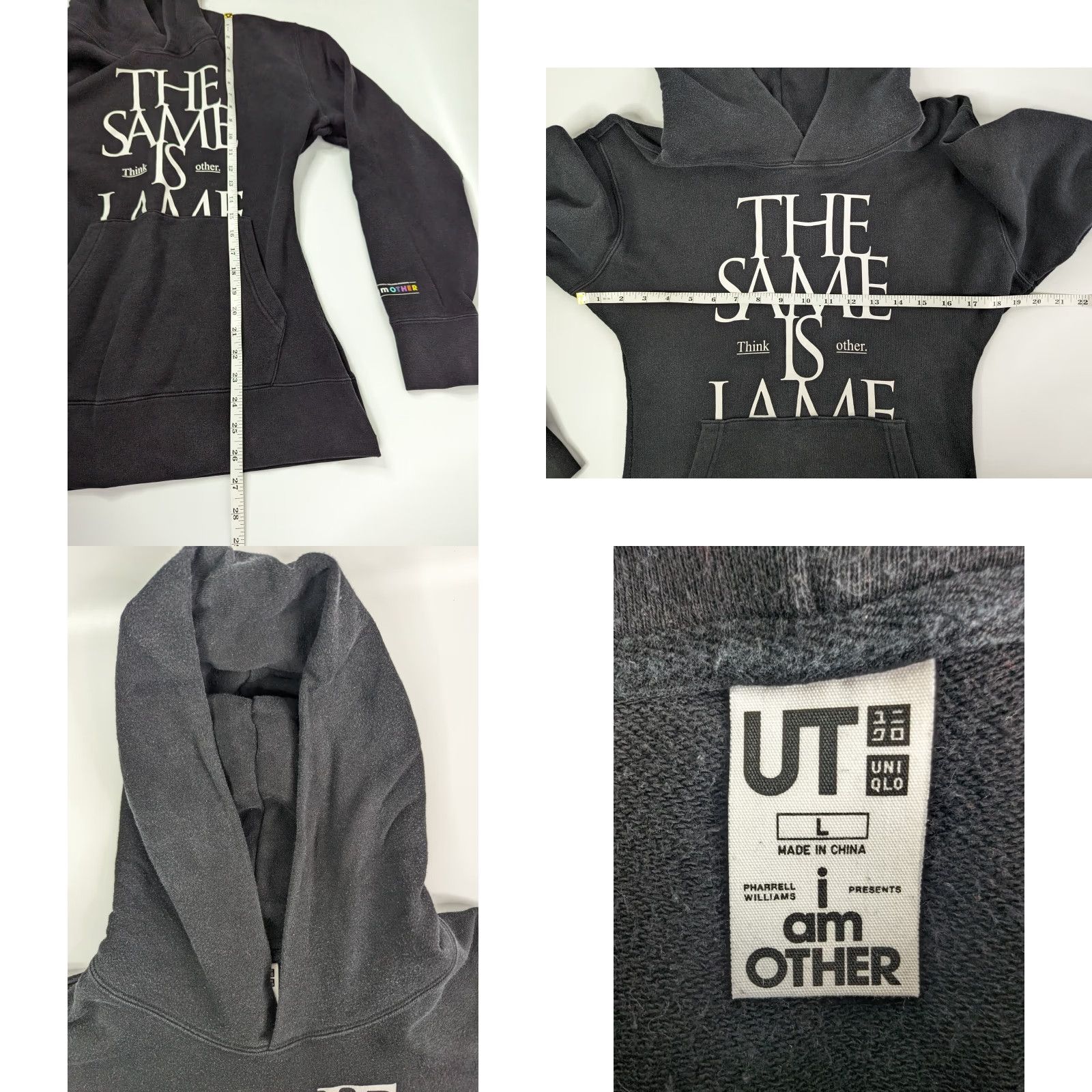 Uniqlo Uniqlo Hoodies Sweatshirt L Black Women's Pullover I Am Other The Same is Lame Size L / US 10 / IT 46 - 8 Thumbnail