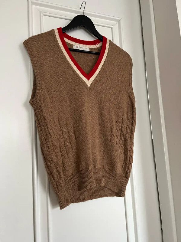 Dior Dior Brown Wool Sleeveless T-Shirt 0089 Size L / US 10 / IT 46 - 1 Thumbnail