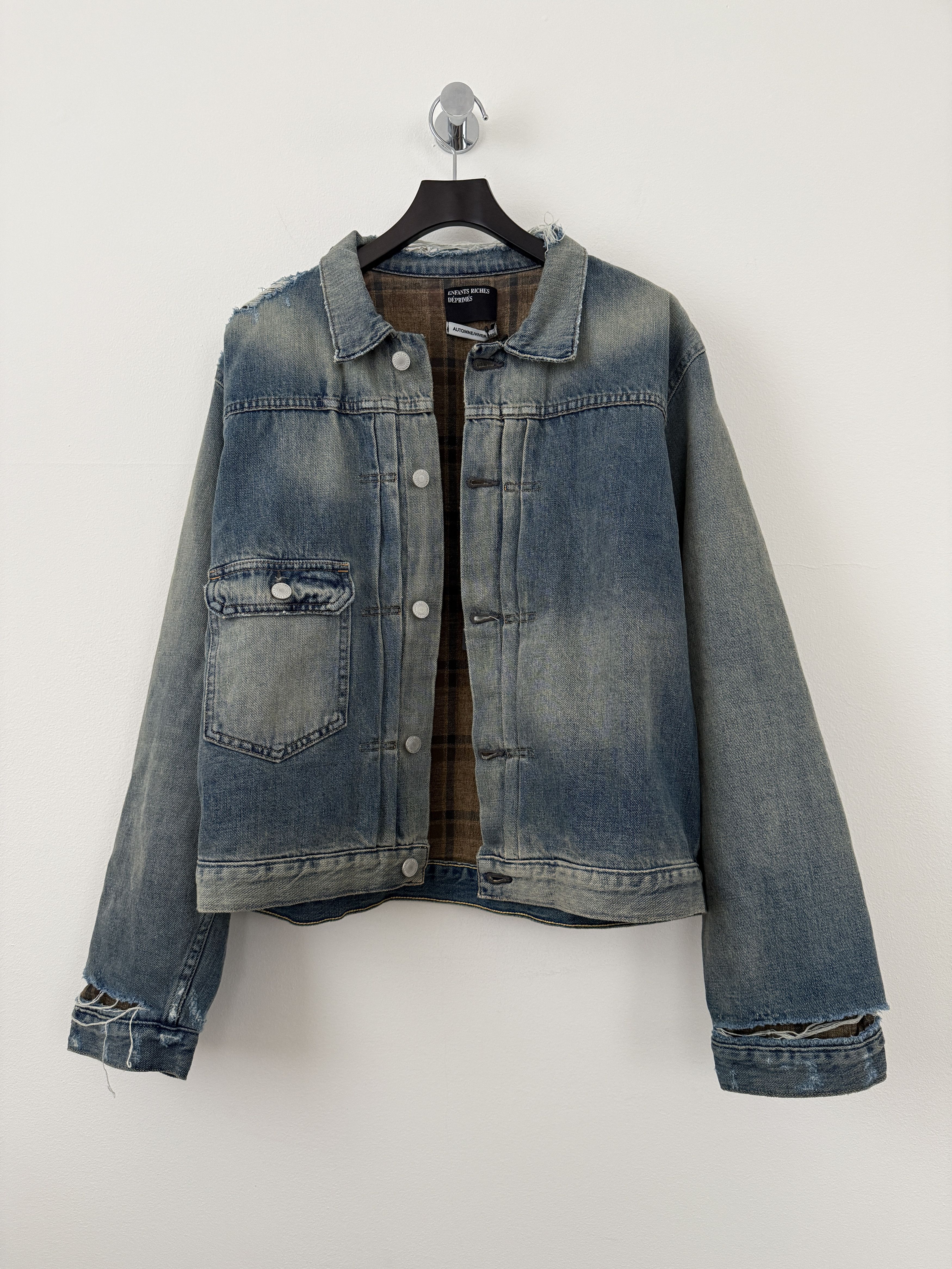 Enfants Riches Deprimes Distressed Lined Denim Jacket Size US L / EU 52-54 / 3 - 3 Thumbnail