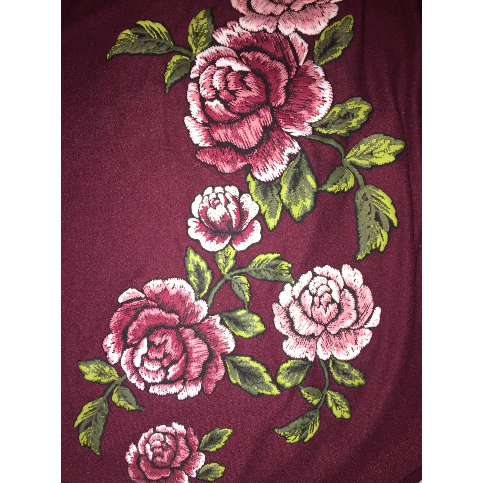 Vintage Bobbie Brooks Women's Dress M Flower Maroon Floral T-Shirt Dress Knee Length NWT B577 Mens? Size M / US 6-8 / IT 42-44 - 5 Thumbnail