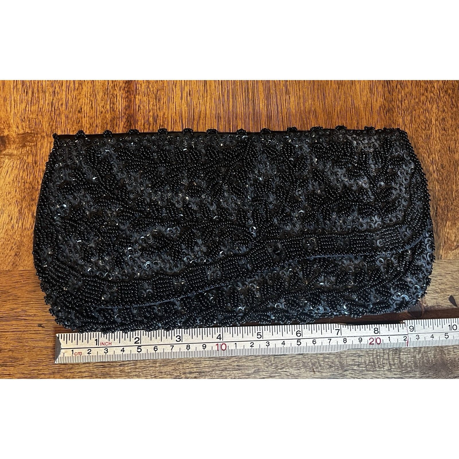 Handmade VTG Handmade Hong Kong Evening Bag Clutch Black Beaded Size ONE SIZE - 2 Thumbnail