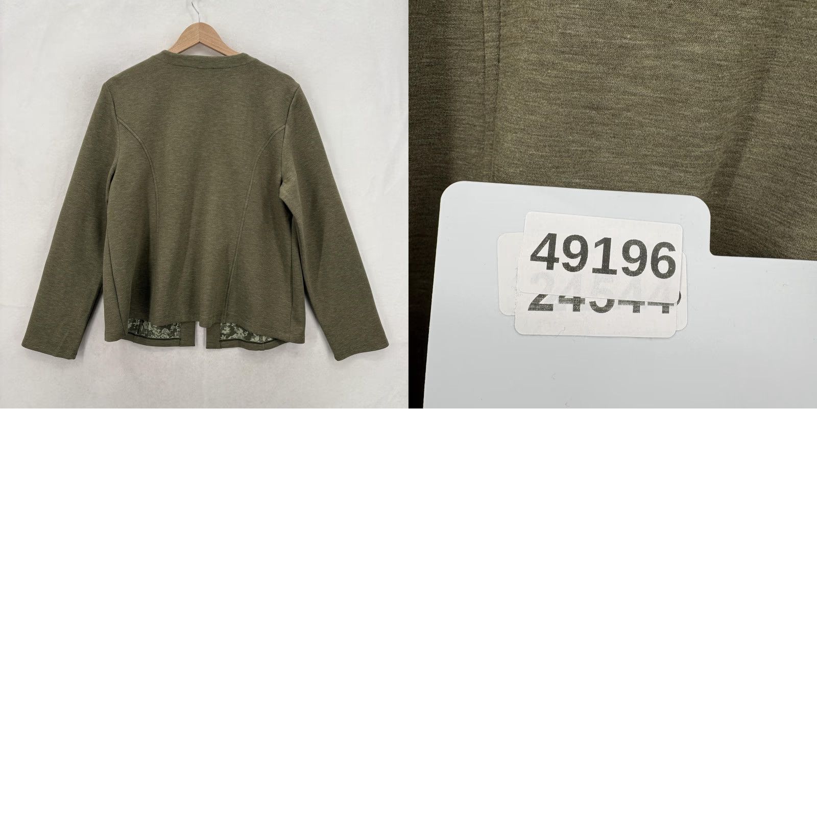Vintage Chico's Jacket Womens 12 Green Reversible Collarless Knit Button Front NWT Ponte Bag? Size XL / US 12-14 / IT 48-50 - 9 Thumbnail