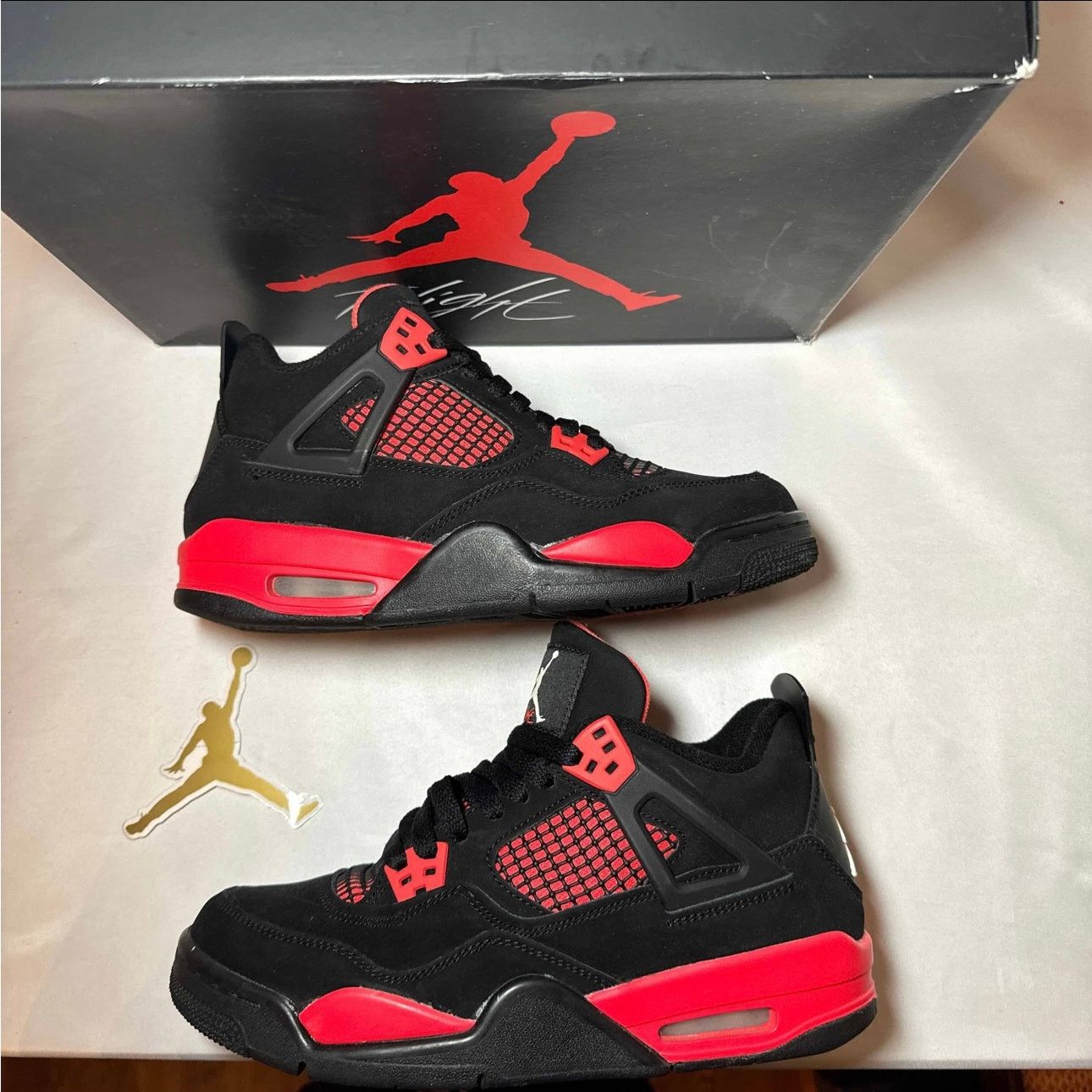 Jordan Brand × Nike Size 6.5 Nike Air Jordan 4 Retro GS Red Thunder Men's Shoes Size US 6.5 / EU 39-40 - 2 Thumbnail