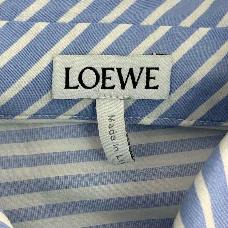 Loewe Loewe Blue and white vertical striped collar tie shirt Size XS / US 0-2 / IT 36-38 - 5 Thumbnail