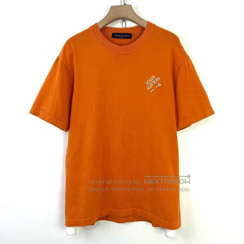 Louis Vuitton Louis Vuitton Orange Pin Embroidered Letter Knit Short Sle Size US L / EU 52-54 / 3 - 1 Thumbnail