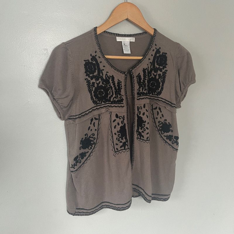 Designer Design History Women's Short-Sleeve Cardigan Taupe Large Size XL / US 12-14 / IT 48-50 - 1 Thumbnail
