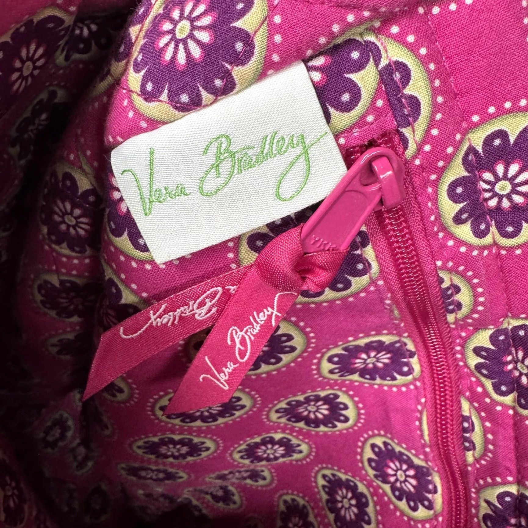 Vera Bradley Vera Bradley Tote Bag Womens Medium Pink Paisley Quilted Cotton Boho Handbag Size ONE SIZE - 7 Thumbnail