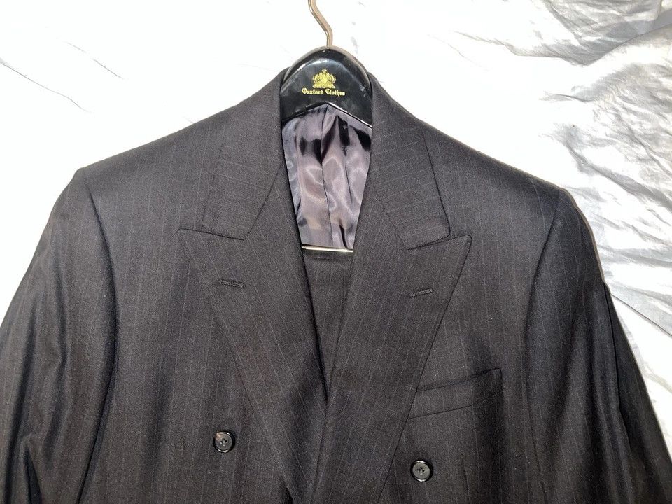 Oxxford Clothes Double Breasted Gray Suit Size 42S - 3 Thumbnail