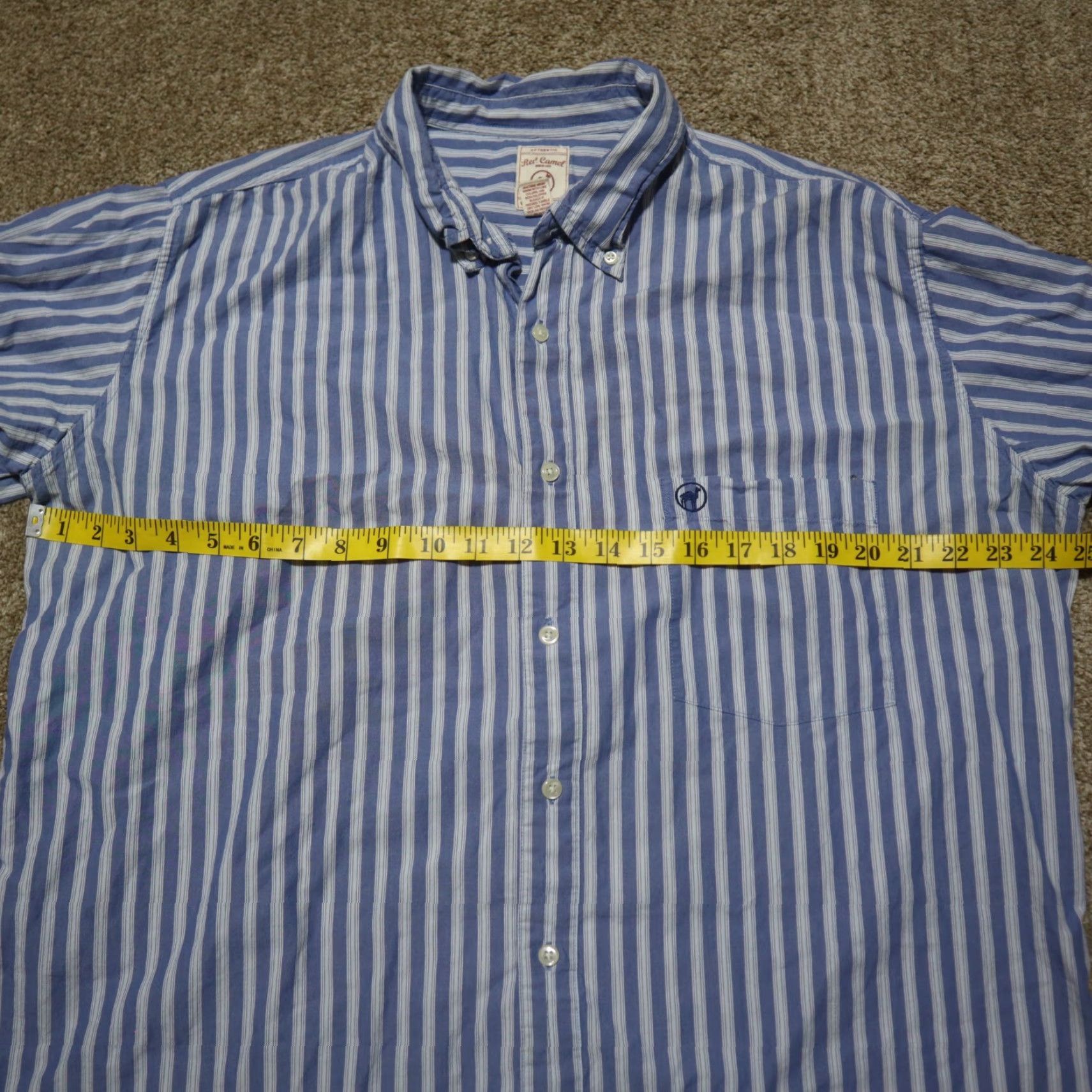 Camel VINTAGE Red Camel Shirt Western Button-Down Long Sleeve Plaid 100% Cotton Size XL Blue Mens Stripes Casual Workwear 90s Cowboy Outdoor Southwestern Size US XL / EU 56 / 4 - 4 Thumbnail