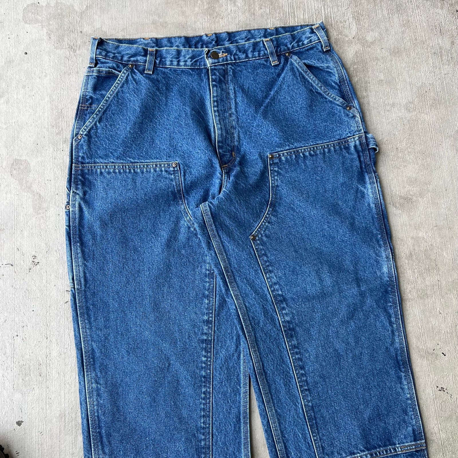 Carhartt × Vintage Carhartt blue denim jeans double knee work carpenter pants Size US 36 / EU 52 - 2 Thumbnail