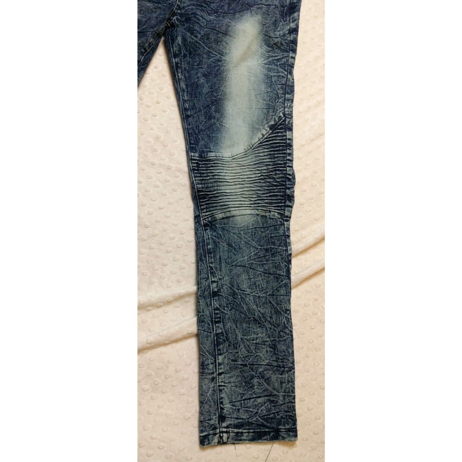 Vintage Mecca Jeans Slim 34x32 Acid Wash Denim 5-Pocket Button Zipper Stretch Fit Mens Blue Vintage 90s Hip Hop Biker Style Size US 34 / EU 50 - 2 Thumbnail