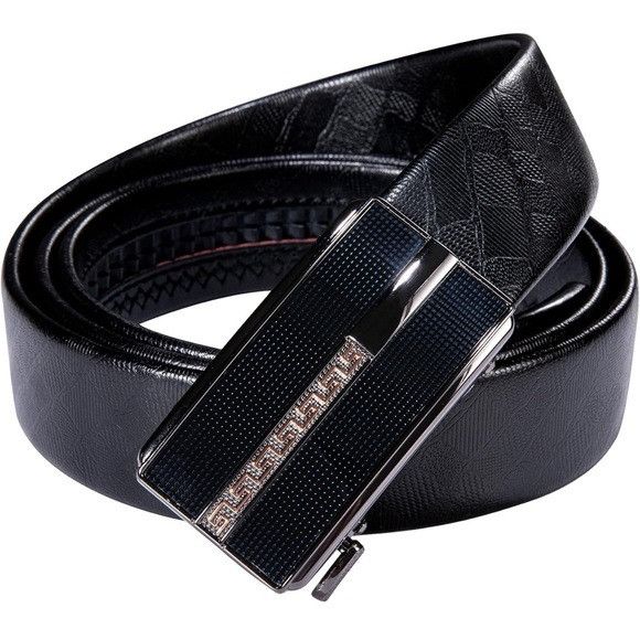 Other Men’s Black Leather Belt with Adjustable Ratchet Buckle Size ONE SIZE - 2 Thumbnail