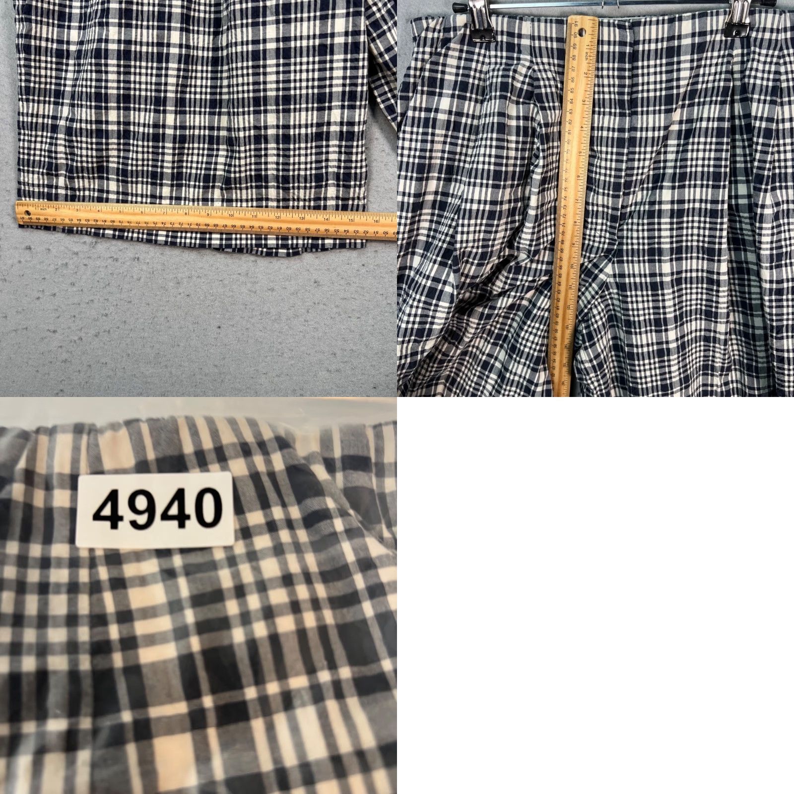 Cos COS Plaid Bermuda Shorts Blue & White 42 EUR Womens Cotton Blend Pleated High-Waist Shorts Adult Womens Size 28" / US 6 / IT 42 - 8 Thumbnail