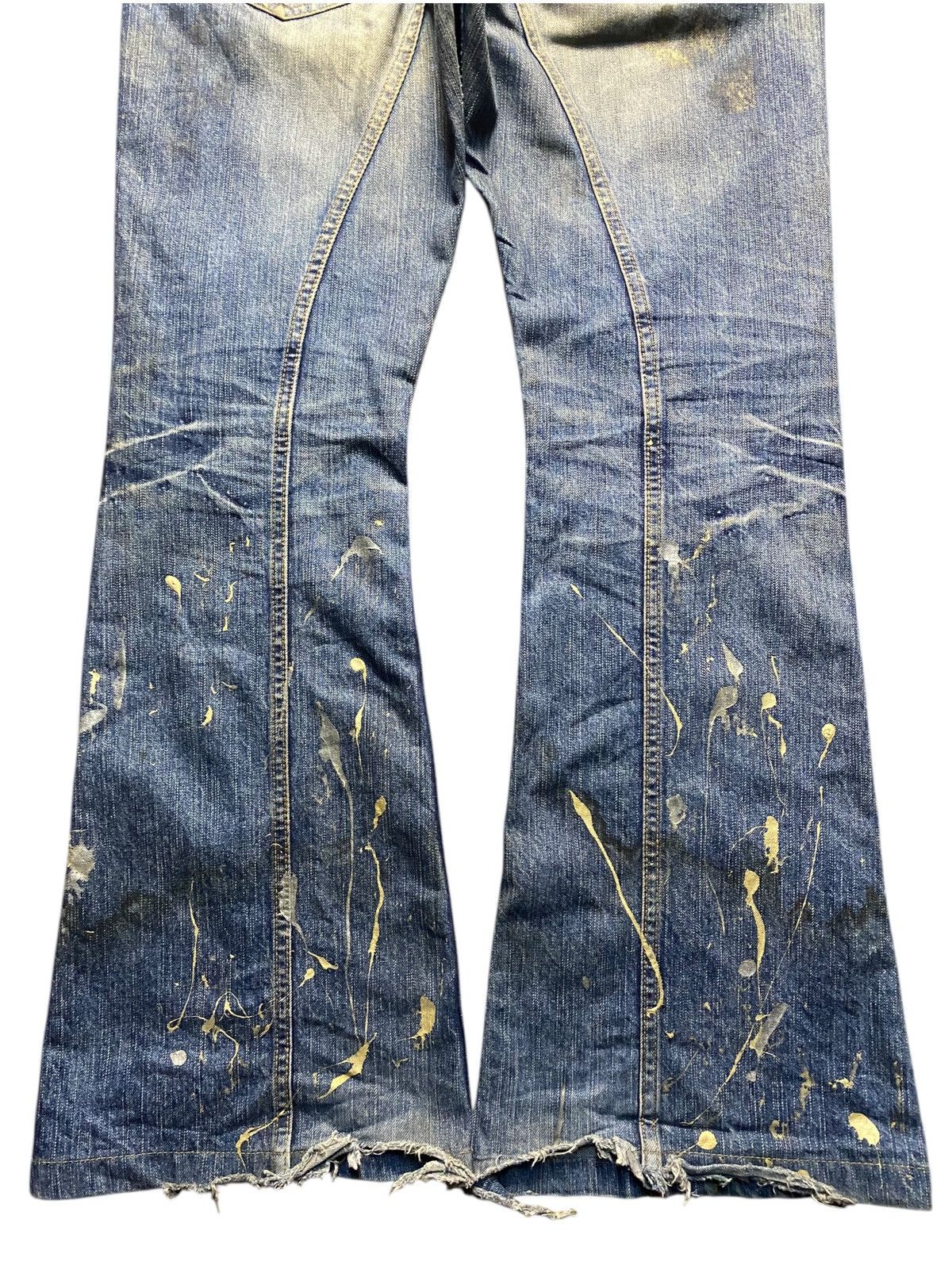 Tornado Mart Tornado Mart Gold Splatter Flare Lace Up Jeans Size US 32 / EU 48 - 9 Thumbnail