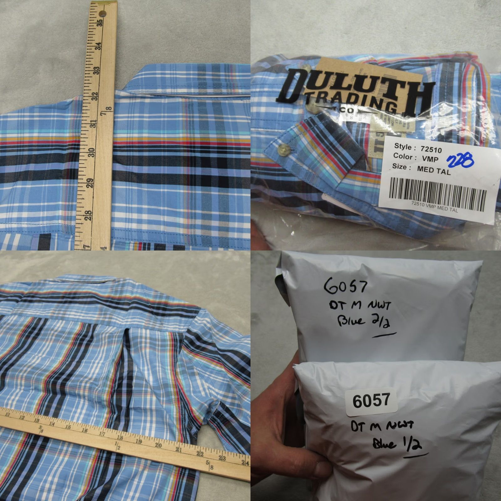 Vintage Duluth Trading Shirt Mens Tall M Blue Plaid Cotton Short Sleeve Button-Up Relaxed Fit Pocket Size US M / EU 48-50 / 2 - 8 Thumbnail
