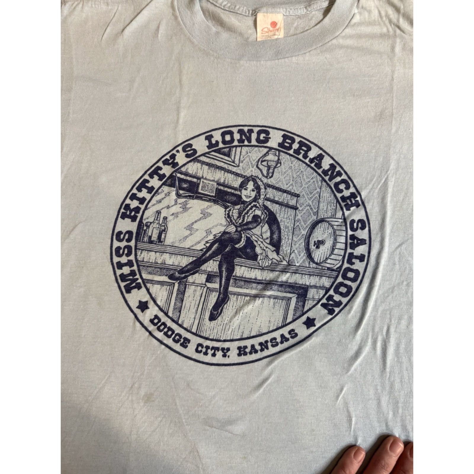 Vintage VINTAGE 80s Miss Kitty’s Long Branch Saloon T Shirt XL Dodge City Kansas Brothel Shirt Adult XL Blue 80s City Punk Rock Men Size US XL / EU 56 / 4 - 2 Thumbnail