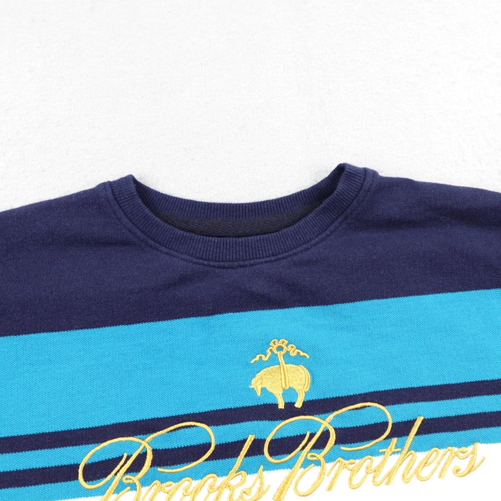 Brooks Brothers Brooks Brothers Sweater Mens XL Blue Yellow Stripe Crewneck Embroidered Pullover Size US XL / EU 56 / 4 - 3 Thumbnail