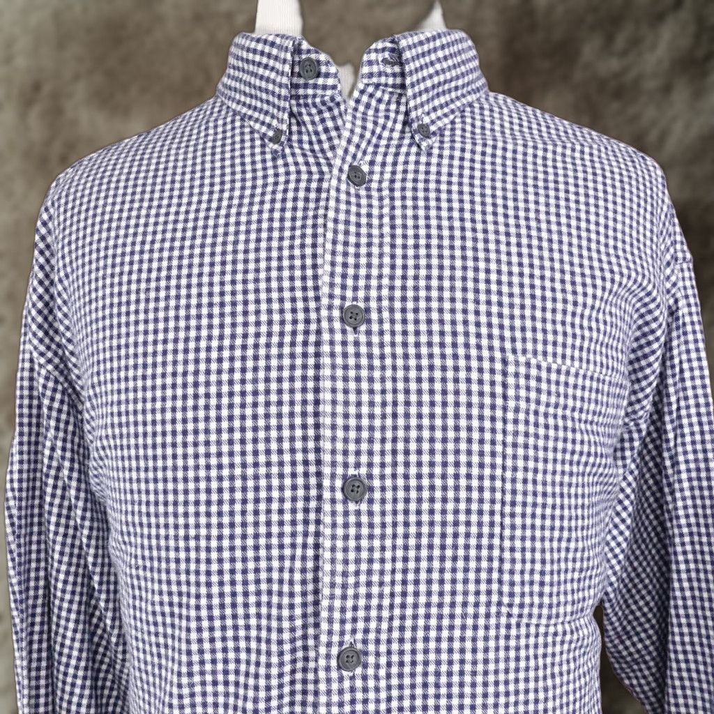 Roundtree & Yorke Roundtree & Yorke Mens Shirt 3XL Casual Flannel Long Sleeve Blue White Check Button-Down Big & Tall Size US XXL / EU 58 / 5 - 1 Thumbnail