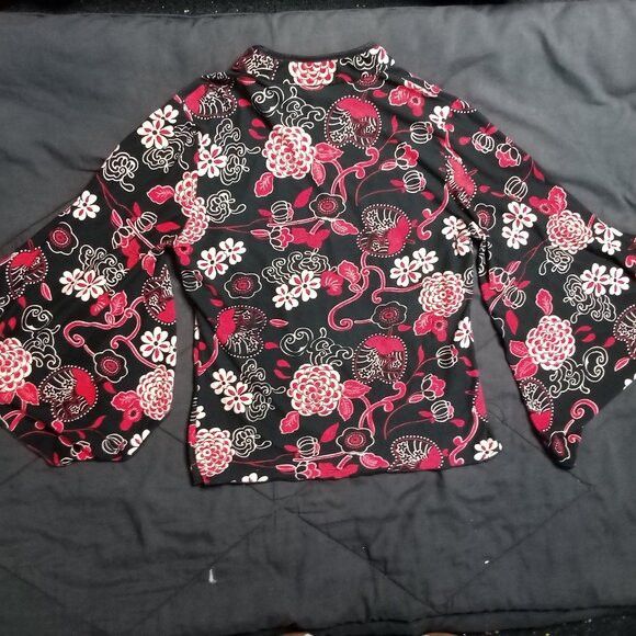 Vintage Vintage Rave Oriental Flower Blossoms Crop Top Shirt Size L / US 10 / IT 46 - 8 Thumbnail