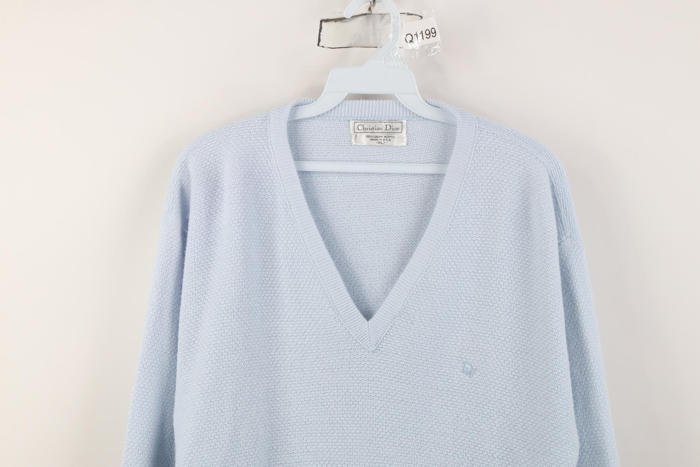 Christian Dior Monsieur Vintage 90s Christian Dior Thermal Sweater Carolina Blue USA Size US XL / EU 56 / 4 - 2 Thumbnail